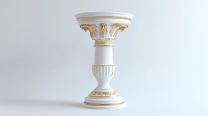 Elegant white column with intricate gold detailing, perfect for showcasing classical architecture and design.
