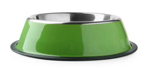 Empty feeding bowl for pet food isolated on white