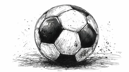 Soccer Ball Rests on Ground: A Sketch Illustration