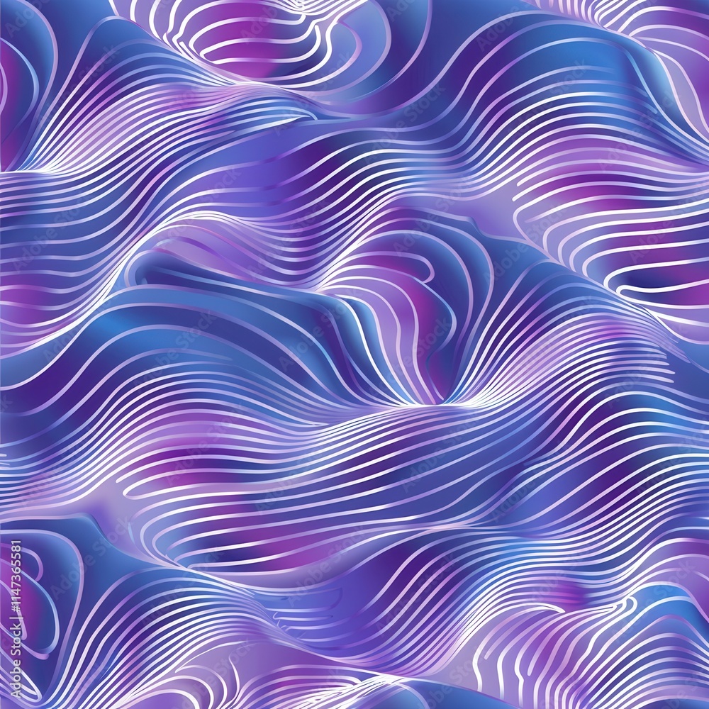 Leinwandbilder Colorful abstract waves in purple and blue tones creating a smooth flowing pattern for artistic design applications. Generative AI