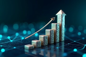Financial concept background, internet network, profit increase visual graphic.