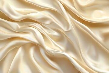 Obraz premium Elegant Smooth Cream Silk Fabric Background with Soft Waves and Textures Ideal for Fashion, Interior Design, and Textile Industry Projects