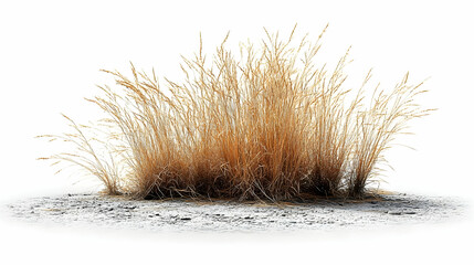 Dry Grass Bends in Wind on Cracked Earth