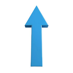 3D Growing Blue Arrow Up Icon Isolated on Transparent Background
