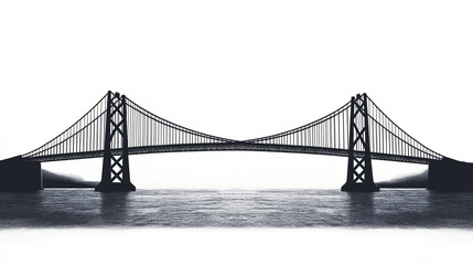 Fototapeta premium Financial Bridge. A bridge silhouette symbolizing connections and stability. Finance, logo, connection