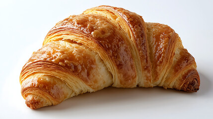 A croissant is sitting on a white background