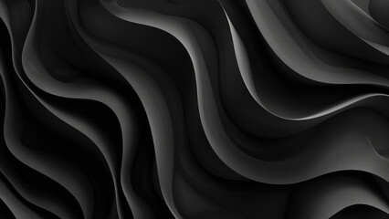 Abstract black wavy surface with smooth curves