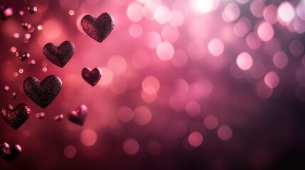 Obraz premium Romantic Red Hearts with Blurry Bokeh Background for Love Theme
