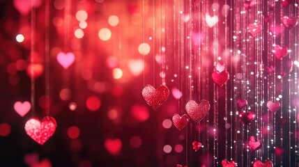 Shimmering Hearts in Romantic Background for Love and Affection