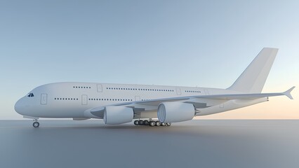 Obraz premium Elegant Airbus A380 Side View at Sunset - Modern Aviation Excellence