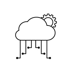 cloud server icon with gears, simple flat style, illustration, logo sign symbol pictogram template, for ui or ux isolated on white for mobile app, editable