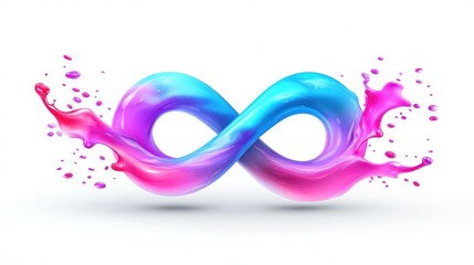 Fototapeta premium Abstract Infinity Symbol: Vibrant Pink and Blue Liquid Splash