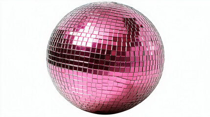 Pink Disco Ball Reflects Light on White Background