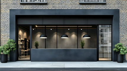 Modern Storefront Design with Chic Lighting and Plants
