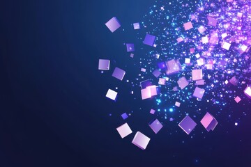 Floating geometric shapes with vibrant colors create an enchanting backdrop of light and reflections, perfect for digital art projects and creative designs.