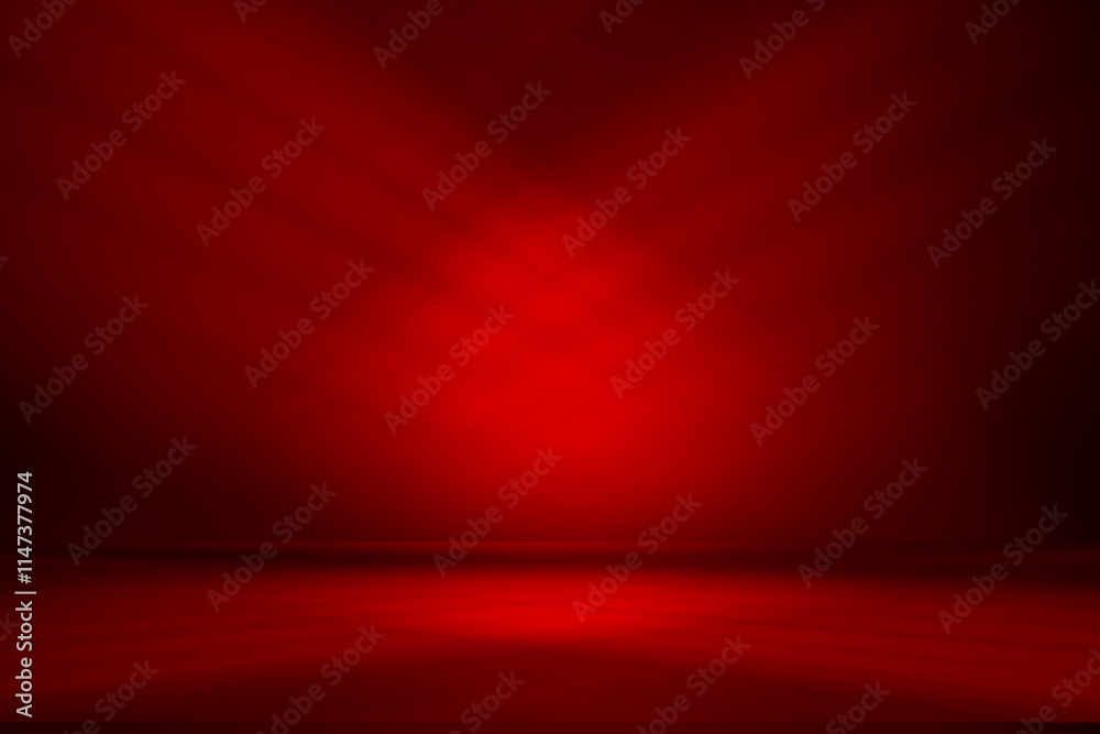 Aufkleber Wall interior background, studio and backdrops show products.with shadow from window color Red background for text insertion and presentation product	
