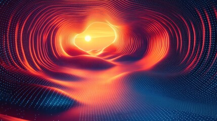 Abstract Digital Sunset Tunnel: A Journey Through Vibrant Hues