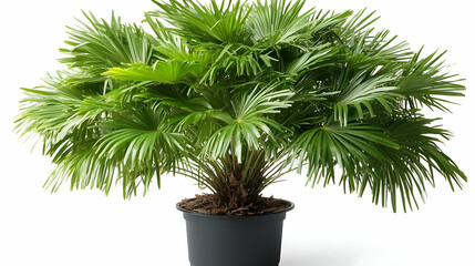 Potted Fan Palm Flourishes in Indoor Garden Setting
