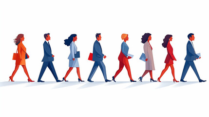 Business People Walk Together in Unity Towards Success