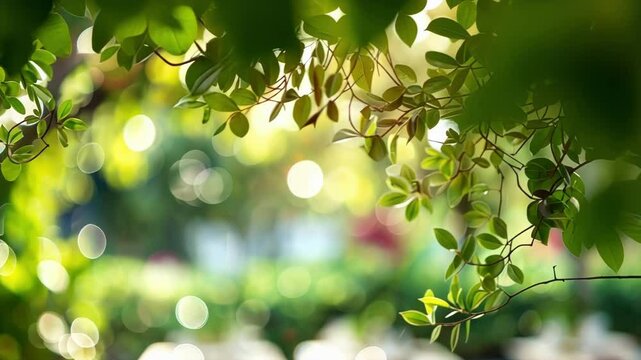 Defocused greenery in the background with hints of brunch delicacies peeking through