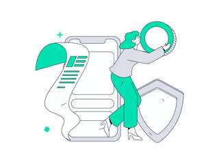 Online shopping payment security character flat vector concept operation hand drawn illustration
