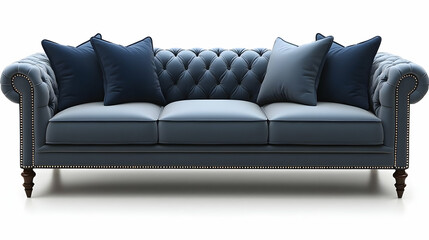 Fototapeta premium Blue Sofa with Pillows: Furniture, Home Decor, Interior Design, Comfort