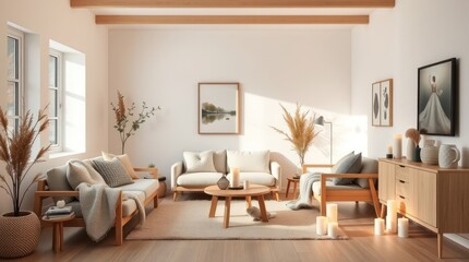 Modern Living Room Decor With Neutral Tones And Natural Elements