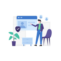 Customer data protection and privacy, vector illustration, landing page, ui, website, mobile app, social media, poster, flyer, article, and banner