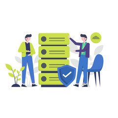 Customer data protection and privacy, vector illustration, landing page, ui, website, mobile app, social media, poster, flyer, article, and banner