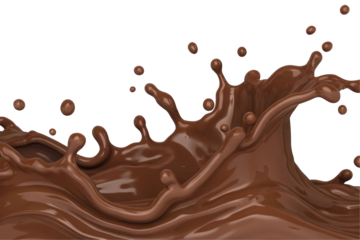 a close-up of a splash of chocolate isolated on transparent background