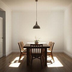 Minimalist Dining Room Sunlight Illuminates Table Setting