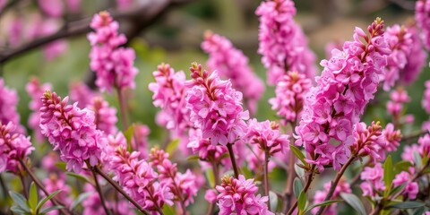 Obraz premium Beautiful spring scene featuring a pink blooming tree in full bloom against a clear blue sky, pink, growth, nature