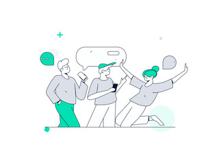 Communicate with consultants flat vector character concept operation hand drawn illustration
