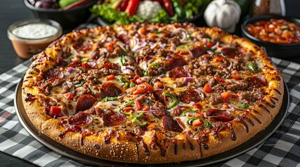 Meat Lovers Pizza with Pepperoni, Sausage, and Peppers