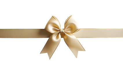 golden bow with ribbon on transparent background