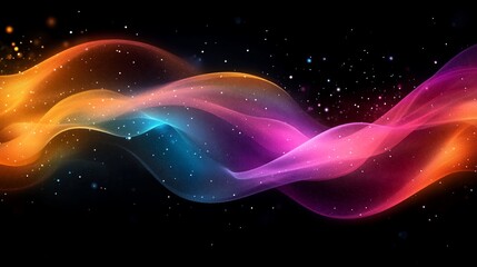 Obraz premium Colorful abstract wave with glowing particles.