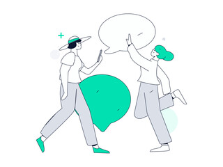 Communicate with consultants flat vector character concept operation hand drawn illustration
