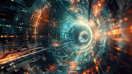 Obraz premium Explore a captivating futuristic abstract design featuring dynamic lines and vibrant colors, perfect for conveying technology and innovation in digital art.