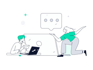 Communicate with consultants flat vector character concept operation hand drawn illustration
