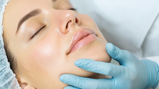 Skin and Plastic Surgery Concept, Patient Consultation for Scar Revision Options in Medical Setting with Focus on Facial Care