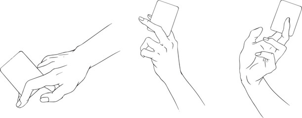 hand fingers holding card lineart png