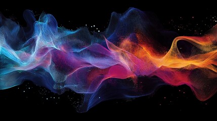 Obraz premium Vibrant abstract artwork featuring dynamic colorful waves with Digital art with a cosmic energetic feel.