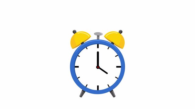 blue Clip art Cartoon alarm clock animation icon with alpha channel. seamless looping alarm icon animation
