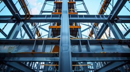 Steel Beams and Framework of a Building Under Construction