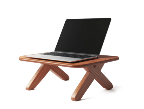 Realistic 3d design of real laptop table for one person isolate on white background