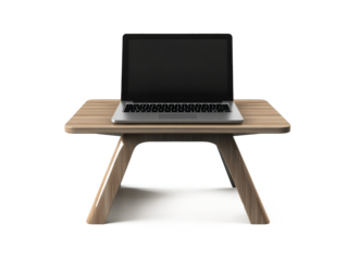 Realistic 3d design of real laptop table for one person isolate on white background
