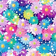 Spring Floral Flower Daisies Seamless Pattern Texture