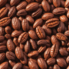 Obraz premium close-up of roasted coffee beans with rich brown tones