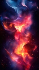 A vibrant cosmic swirl of colors resembling a nebula, showcasing the beauty of space and celestial phenomena.