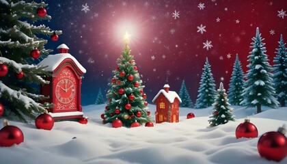 Obraz premium christmas tree with gifts and decorations